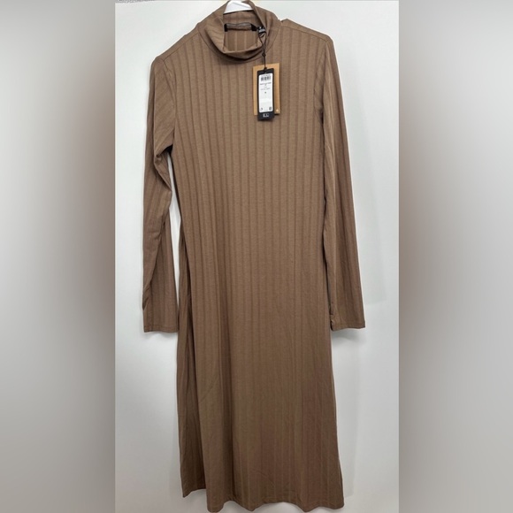 Vero Moda NWT ribbed long sleeve midi dress in brown Size M - Picture 3 of 8